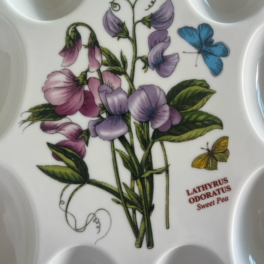 Portmeirion Botanic Garden Sweet Pea 9 Deviled Eggs Serving Platter Dish - Picture 2 of 9